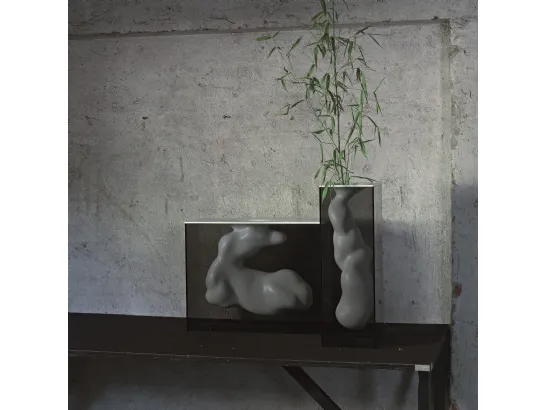 Vasi Angelo e Angela in ceramica con involucro in vetro di Glas Italia