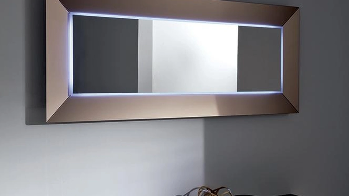 Specchio rettangolare Denver Up sollevato rispetto alla cornice in vetro acidato di Sovet