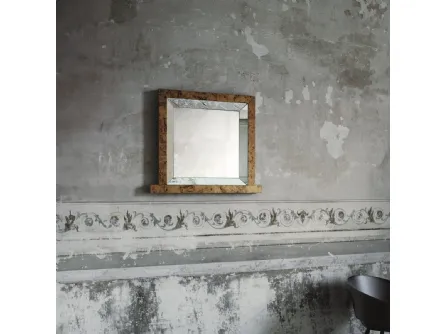 Specchio Mandala con cornice di legno di radica di Pioppo di Glas Italia