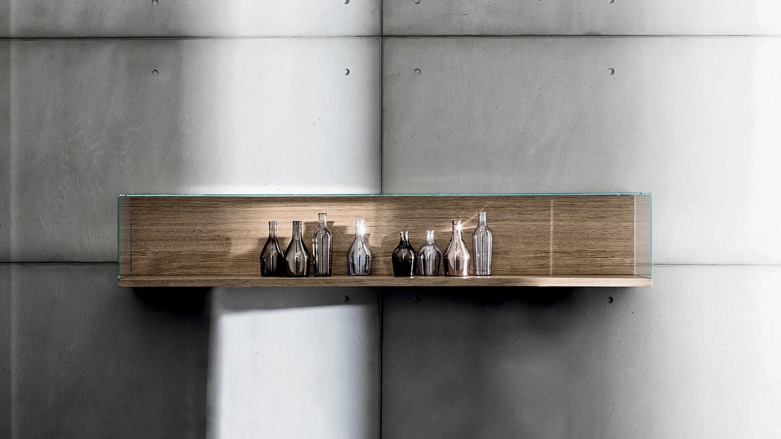 Mensole Nest Wall in legno con copertura in vetro di Sovet