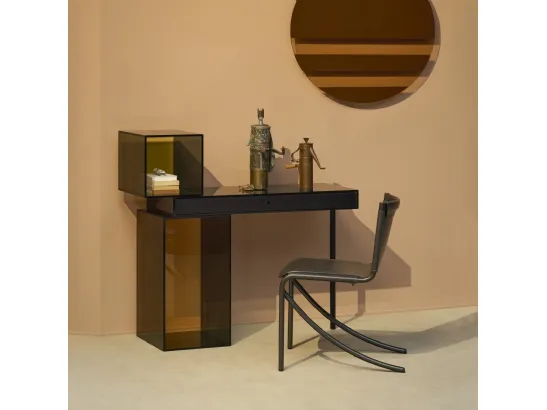 Scrittoio Ratio in vetro e legno di Glas Italia