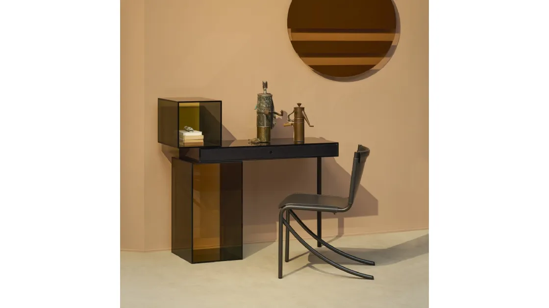 Scrittoio Ratio in vetro e legno di Glas Italia