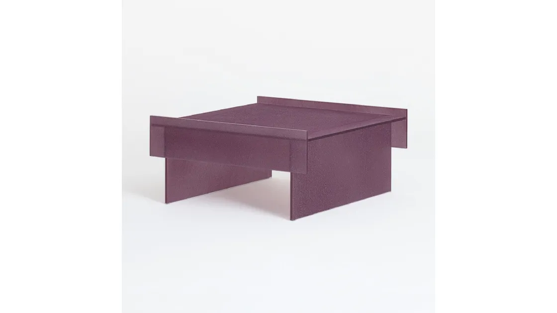 Tavolini Simoon in cristallo rivestiti con una speciale graniglia in vetro di Murano macinato di Glas Italia