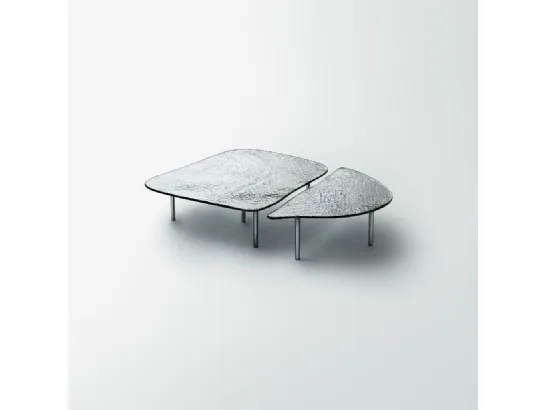 Tavolini dalla forma irregolare Specchio di Venere in cristallo colato argentato di Glas Italia