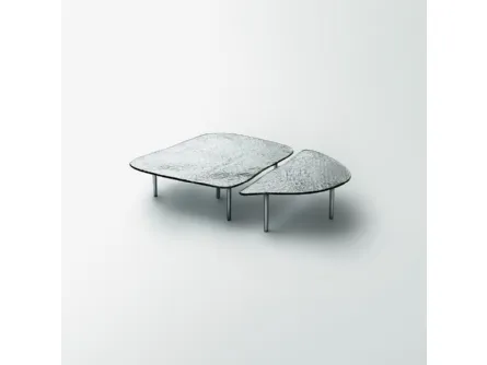 Tavolini dalla forma irregolare Specchio di Venere in cristallo colato argentato di Glas Italia