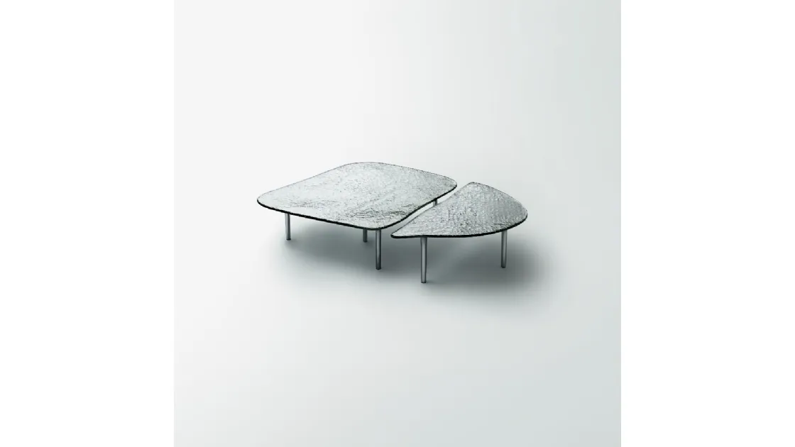 Tavolini dalla forma irregolare Specchio di Venere in cristallo colato argentato di Glas Italia