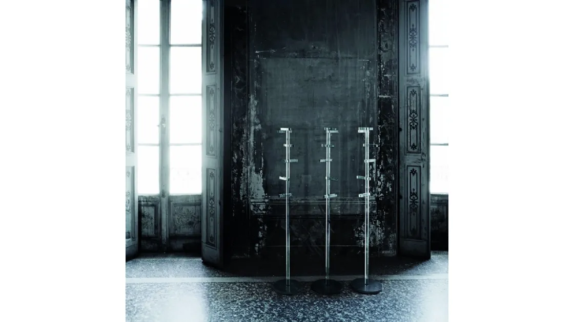 Appendiabiti Telegrafo in cristallo con base in ferro di Glas Italia