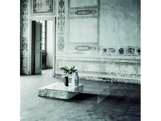 Tavolino Terraliquida in cristallo e pietra di Glas Italia