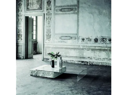 Tavolino Terraliquida in cristallo e pietra di Glas Italia