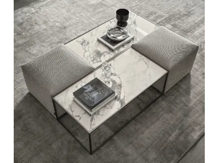 Tavolino Unit in marmo e tessuto di Ditre Italia