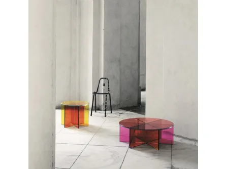Tavolino XXX in cristallo trasparente colorato di Glas Italia