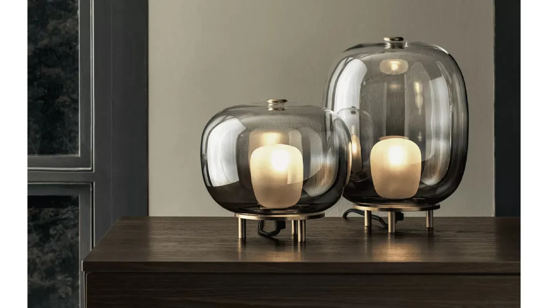 Lampada Blow da tavolo in vetro con base in ottone di Bontempi