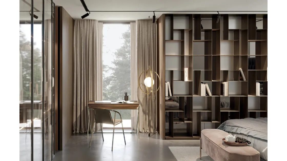 Lampada da terra Papillon Cielo-Terra in acciaio e vetro di Bontempi