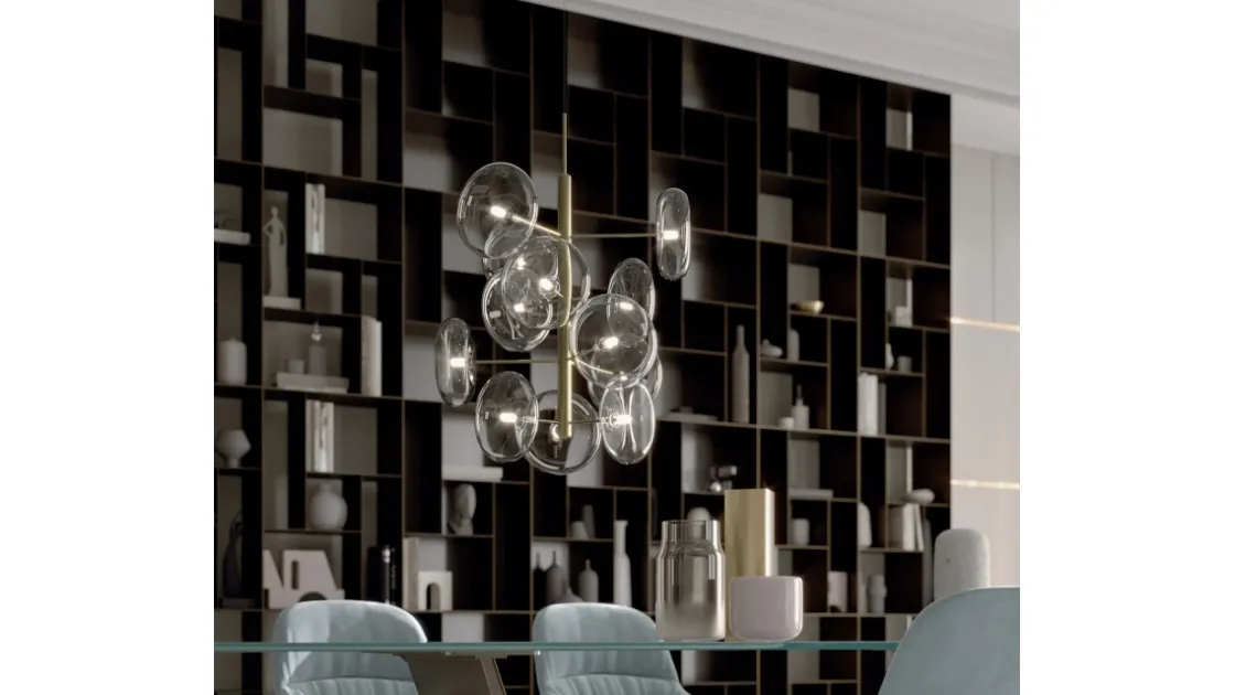 Lampada a sospensione Spark in vetro e ottone di Bontempi