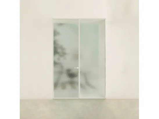 Porta per interni Aladin Double Swing Plain Duo in vetro con telaio in alluminio di Glas Italia
