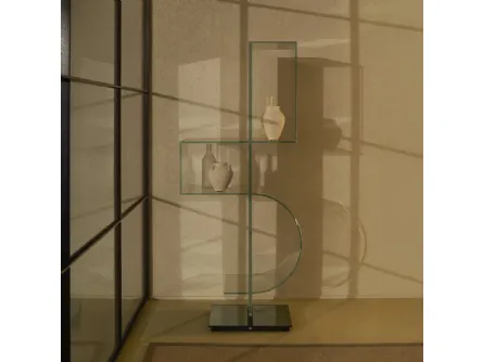 Libreria bifacciale a totem in cristallo Ollie di Glas Italia