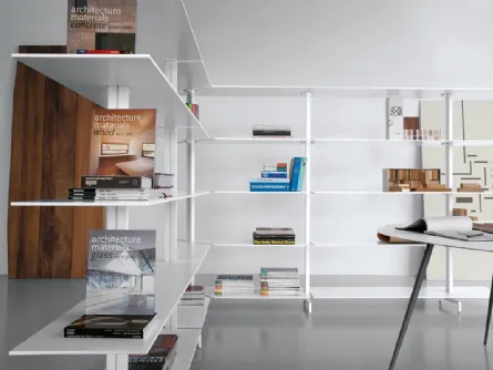 Libreria System configurazione 53 in vetro laccato e alluminio di Extendo