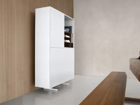 Madia Alta in vetro laccato bianco Monolith configurazione 06 di Extendo