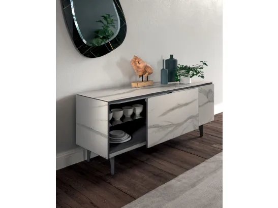 Madia alta Rebel MR 01 in laccato opaco cemento e genziana di Fimar