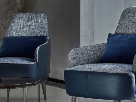 Poltrona Ray in tessuto con esterno in pelle di Ditre Italia