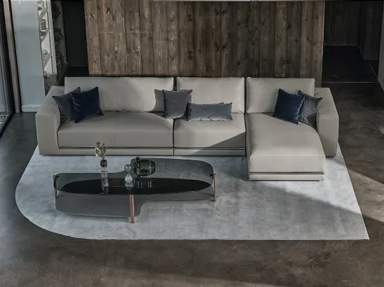 Divano in pelle con penisola Pitagora di Bontempi