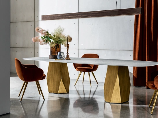 Tavolo Deod con due basi con top in vetro di Sovet