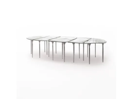 Tavolo Specchio di Venere in vetro colato argentato di Glas Italia