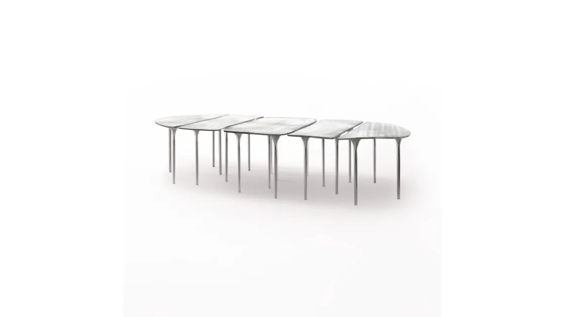 Tavolo Specchio di Venere in vetro colato argentato di Glas Italia