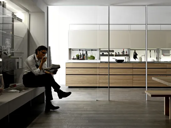 Cucina Design ad angolo Artematica Olmo Tattile di Valcucine